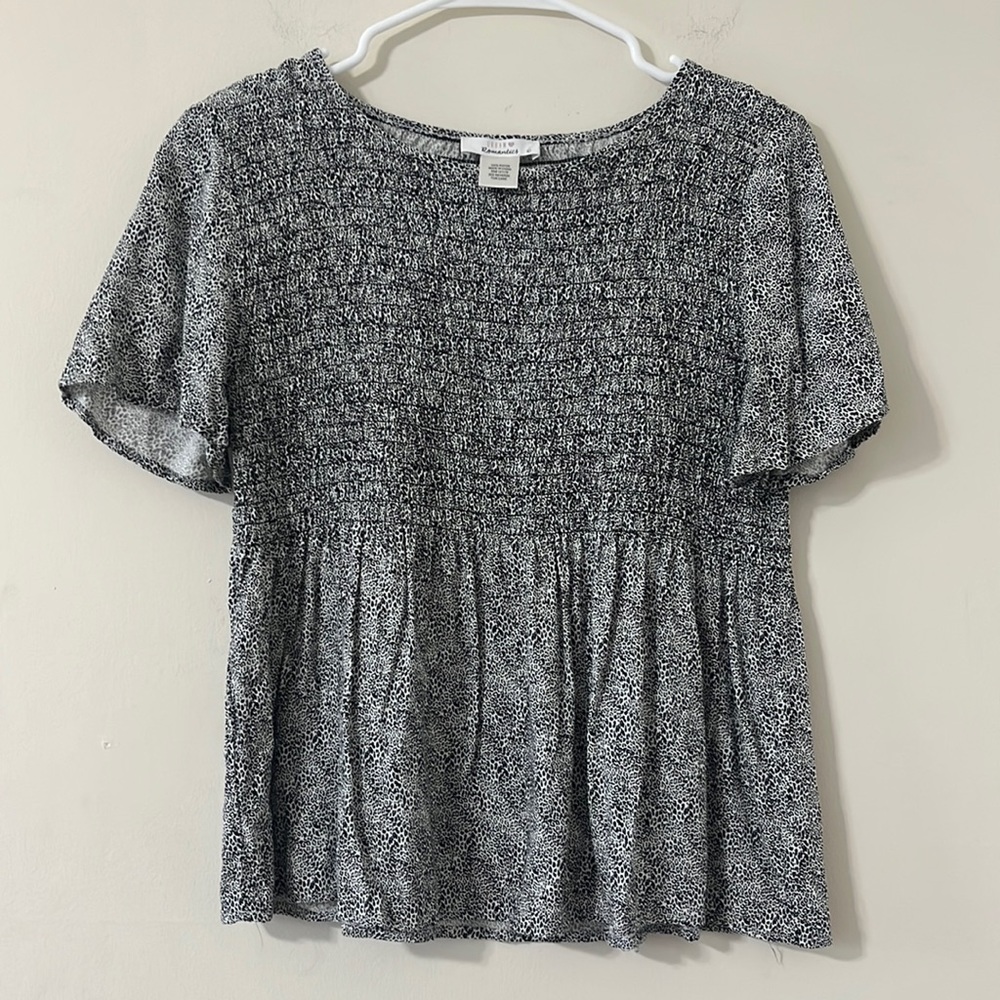 Urban Romantics White Black Leopard Smock Babydoll Top Size Large